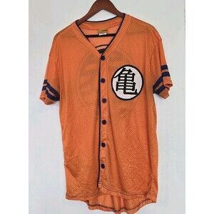 Dragon Ball Z Jersey Mens L Orange Baseball Japanese Anime Goku Logo Cosplay